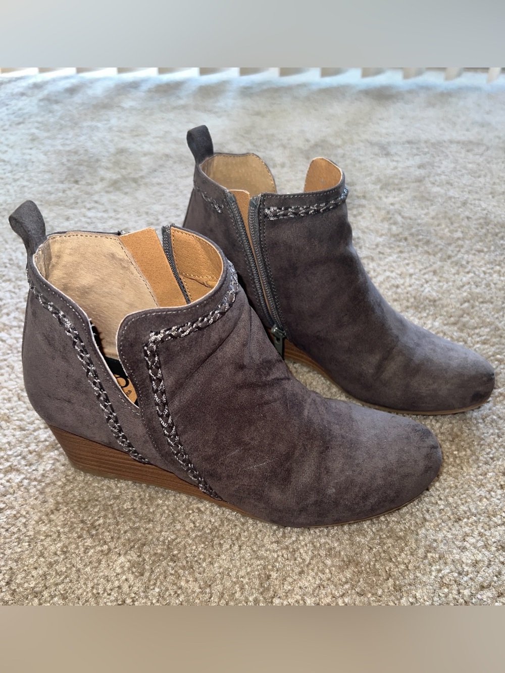 Women’s Grey Suede Wedge Ankle Booties
